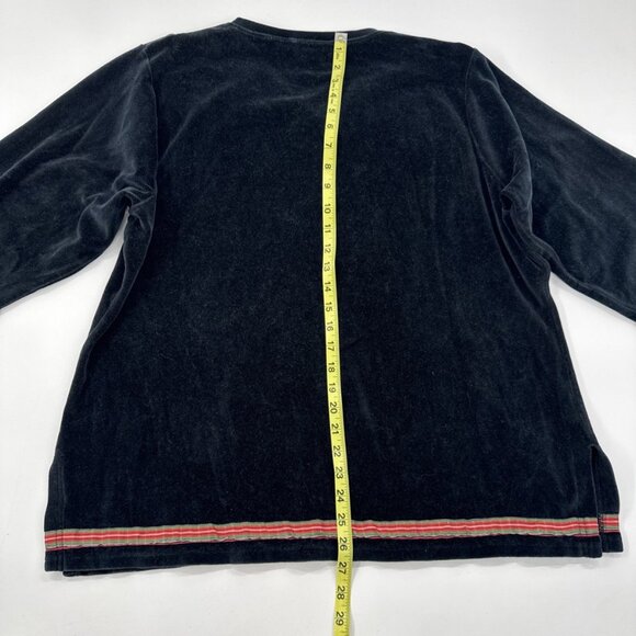 MICHAEL SIMON Womens Pant Suit Set Black Velour Christmas Embroidered Holiday - Picture 12 of 16